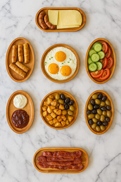 Onouqo Nexa Wooden 8-Piece Breakfast Set, Breakfast Utensils, Serving Tray (1...