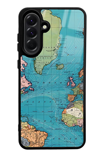 Spoyi Samsung A56 Compatible Atlantic Map Design Glossy Phone Case