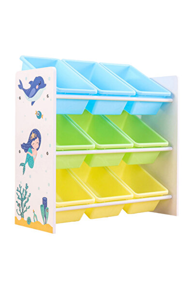 GINGER HOME Mermaid wooden and MDF children's toy organizer with 9 removable plastic boxes