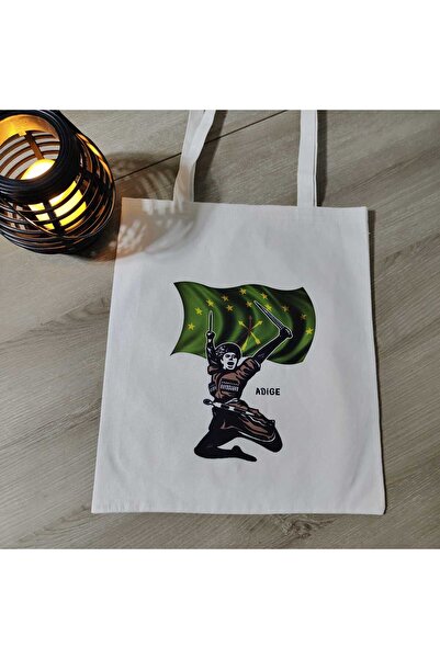 Butik Adige Dancer and Flag Figure Printed Cloth Bag Women's Shoulder Bag
