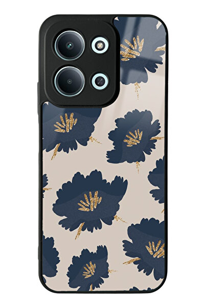 Spoyi Xiaomi Redmi 15C 4G Blue Flowers Tasarımlı Glossy Telefon Kılıfı