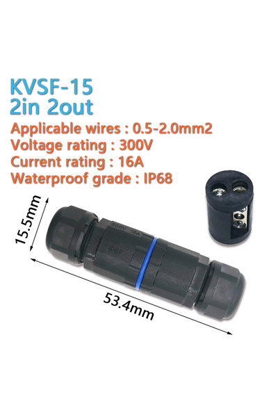 Choice KVSF-15 2 in 2 out IP68 waterproof cable connector quick connection KVSF-15 2 in 2 out 2/3/4/5 pin E