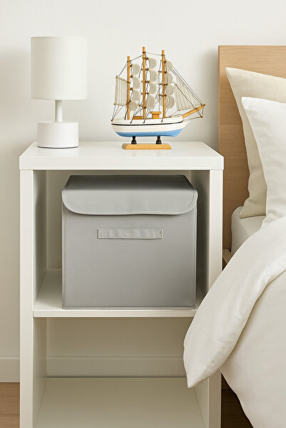 HomyJRs Gray Fabric Covered Storage Box Storage Organizer 30X30X30