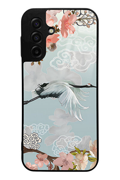 Spoyi Samsung A17 Glossy Phone Case with Watercolor Stork Design
