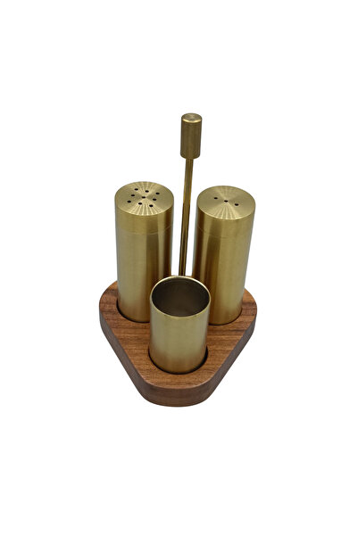 MCT Ahşap Üçgen Tuzluk, Karabiberlik, Kürdanlık Cilalı Ceviz