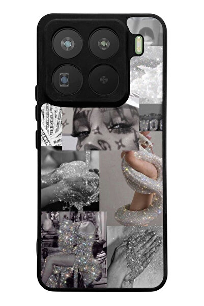 Spoyi Xiaomi Mi 15 Pro Compatible Glossy Phone Case with Silver Sticker Design