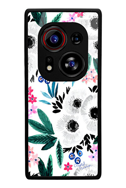 Spoyi Tecno Phantom X2 Pro White Flower Design Glossy Phone Case