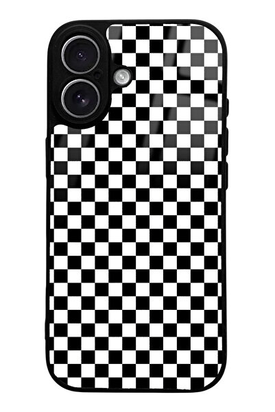 Spoyi iPhone 17 Compatible Glossy Phone Case with Checkered Design