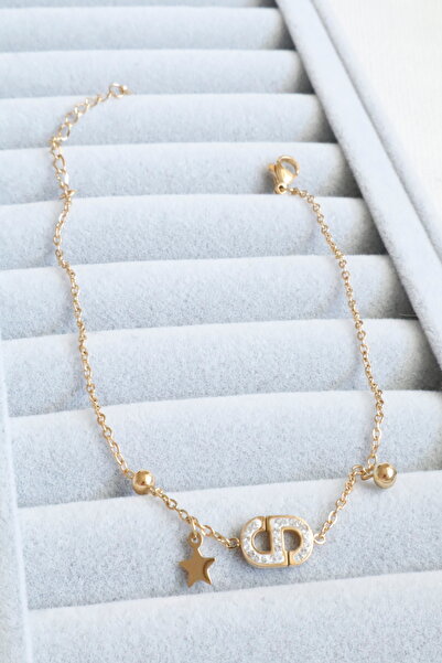 DEMOKAN خلخال نسائي من الفولاذ مرصع بحجر الزركون بتصميم لا ينتهي لا يفقد لونه