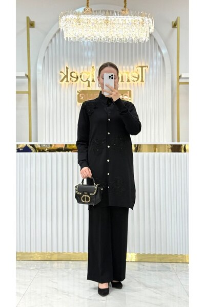 Nefise Üçlü Çiçekli Uzun Hırka