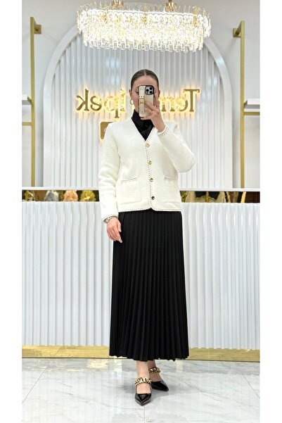 Nefise Angora Kelebek Taşlı Ceket