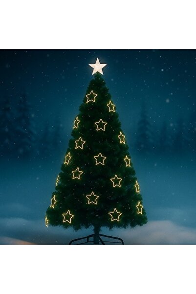 HOZRO Premium Artificial Christmas Tree 180 cm – Warm LED lights, star topper, metal stand include