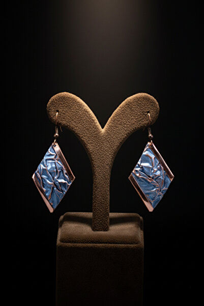 OSMANLI GÜMÜŞ Women's Copper Earrings - Aqua Lavender Dream Model Copper Women's Earrings
