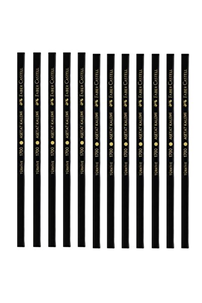 Faber Castell Faber-Castell 1700 Kurşun Asetat Kalemi Siyah 12 Adet