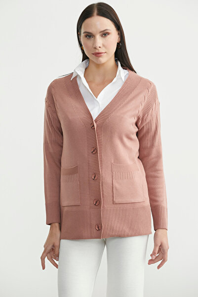 Sementa Oversized Pocket Knitwear Cardigan - Rose