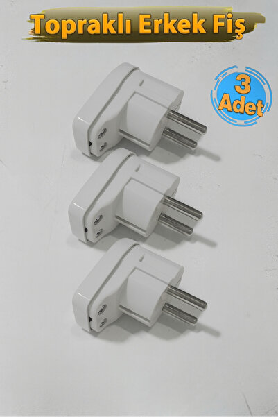 FAR Elektrik Topraklı Erkek Fiş Yan Model Bakalit (3 Adet)