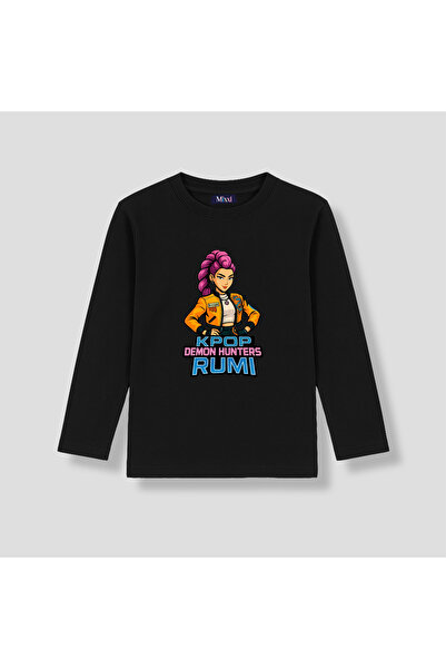 mixxi fashion تي شيرت Kpop Demon Hunters Huntrix Rumi بأكمام طويلة مطبوع للفت...