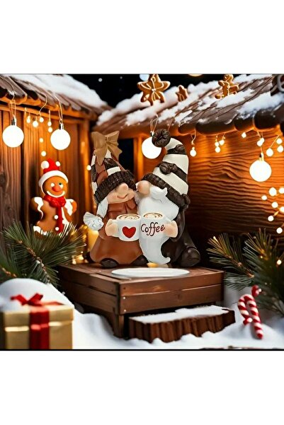 INGA JOSANU Kahveli Sevgili Cüce (Gnome) Biblo Seti Romantik Çift Dekoratif H...