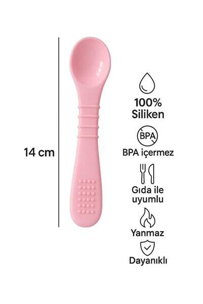 CKM silikon Bebek Mama Kaşığı Silikon Diş Kaşıyıcı Pembe
