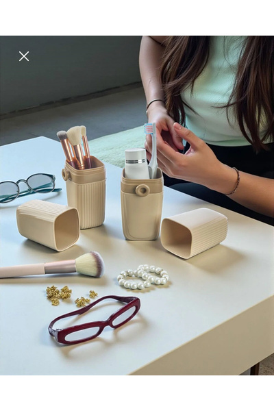 MİMOZA PARK Travel Type Accessory Carrying Container Glasses Toothpaste Storage Box Makeup Brush Box