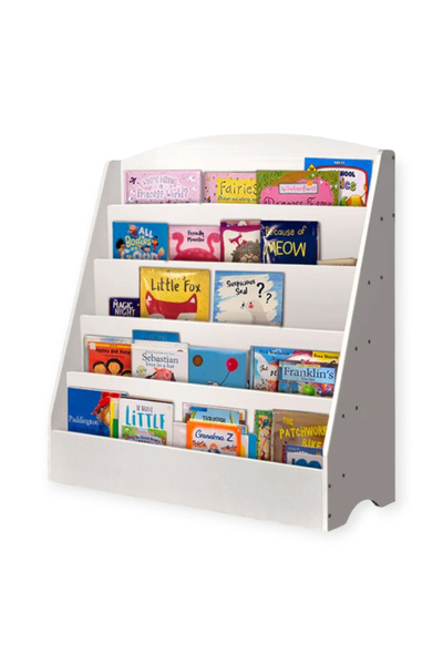 GINGER HOME Organizer with shelves for books and magazines. White MDF, easy to clean, round edges.