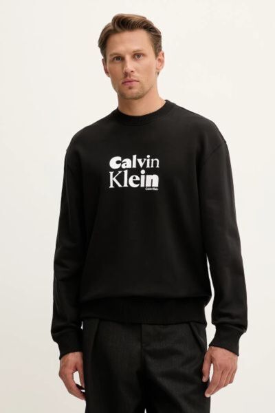Calvin Klein Ανδρικό φούτερ με λαιμόκοψη μαύρο LV04LD242GUB1_LS EU 350TERRY C...