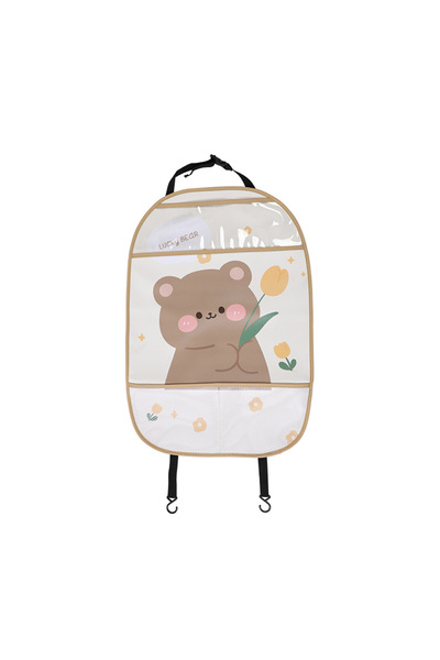 Choice غطاء حماية لمقعد السيارة الخلفي من قطعة واحدة من Pink Bear مضاد لركل ا...