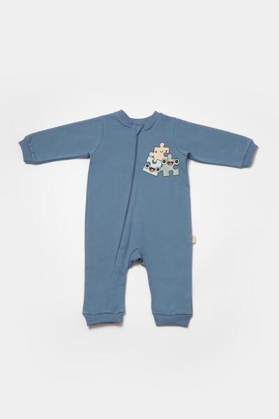 BabyCosy Baby Boy Footless Zippered Jumpsuit 3-24 Months Blue
