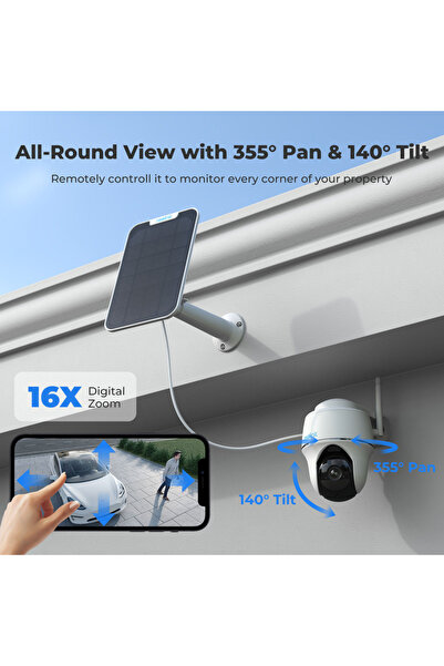 ReoLink Argus B430 surveillance camera with solar panel, battery, 5MP, color, detection, microSD