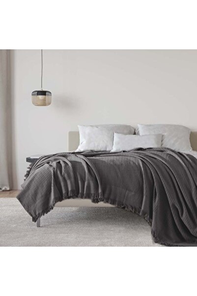Class-Majoli Knitted cotton blanket 220x240 cm, Habitat Solid Anthracite grey
