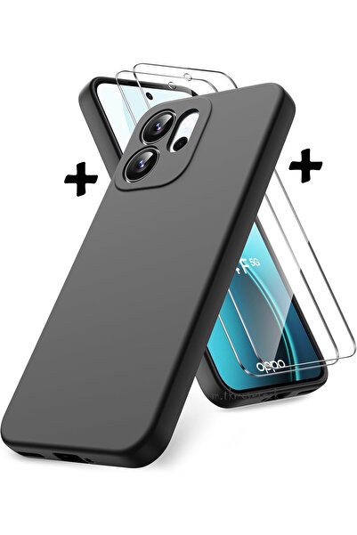 m.tk moveteck Oppo Reno 14F Case Camera Protection Soft Colorful Matte Silicone + 9H Screen Protector Glass 2in1 Set