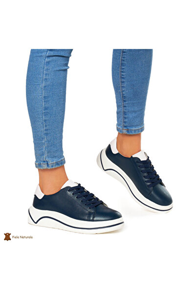 ANGEL BLUE Women's Casual Shoes Made of Leather Multicolor CRL0059 Navy
