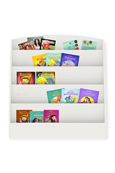 GINGER HOME Organizer with shelves for books and magazines. White MDF, easy to clean, round edges.