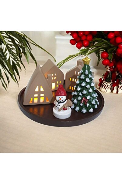 INGA JOSANU Minyatür Kasaba Işıklı Ev Seti Modern Dekoratif Mumluk ve Biblo Seti