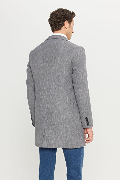 ALTINYILDIZ CLASSICS Standard Fit Regular Cut Mono Collar Patterned Overcoat with Flap Pockets