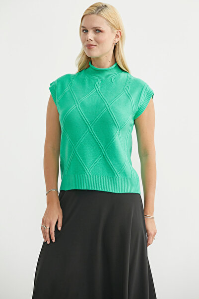 Sementa Mock Neck Sleeveless Knitwear Sweater - Green