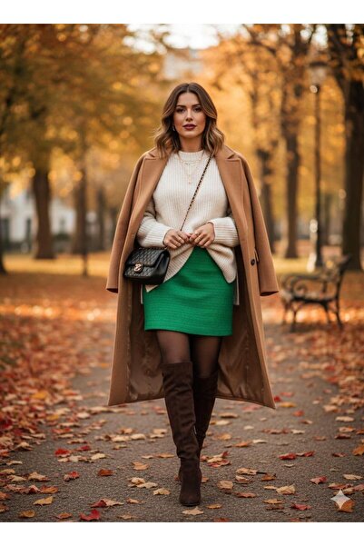 MONAMORE Women's Short Skirt with Side Metal Zipper Closure