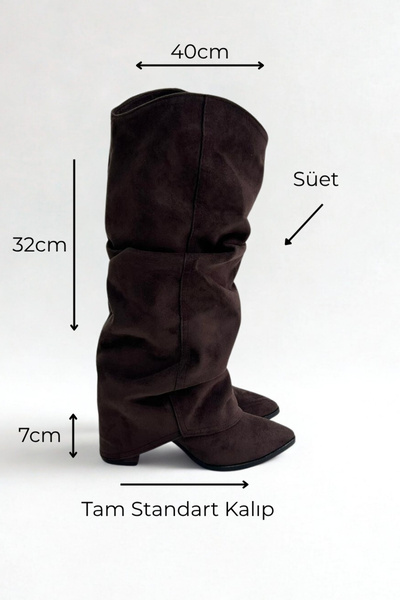 inizio Kahverengi Süet Kadın Çizme GD305