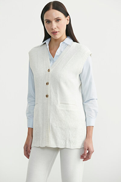 Sementa Buttoned Knit Vest with Pockets - Bone