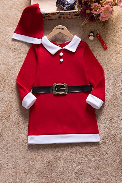 Cansın Mini Red Girl's Christmas Themed Hat Dress 23326