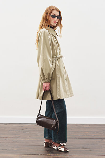 Manuka Oversized Tie-Up Midi Trench Coat Khaki