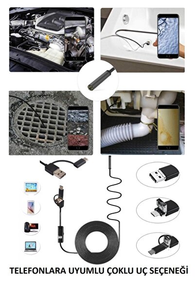 xyzt 3-In-1 Endoskop Kamera, USB ve Android, Type-C Bağlantılı, 6 LED Işıklı,...