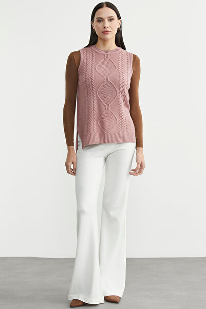 Sementa Ethnic Motif Sleeveless Knit Sweater - Rose