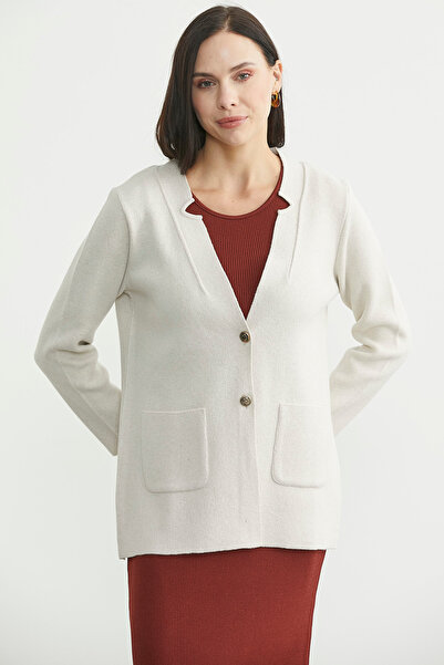 Sementa Buttoned Pocket Detailed Wool Knitwear Jacket - Light Beige