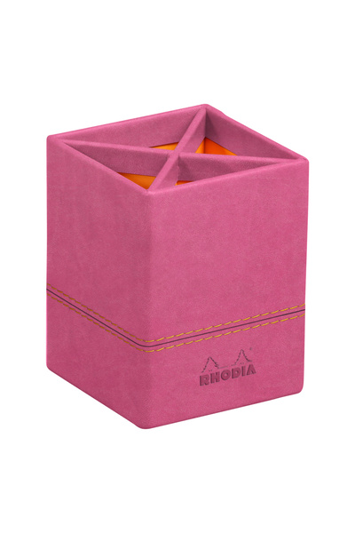 Rhodia Rhodiarama Pencil Holder Fuchsia Writing instrument holder, 8x8x11 cm, leather, pink,