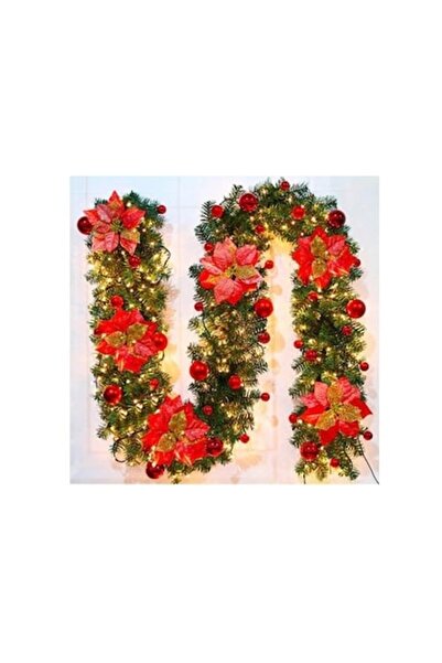 victiny Christmas garland with lights, 270 cm, 40 LEDs, warm light, green/red