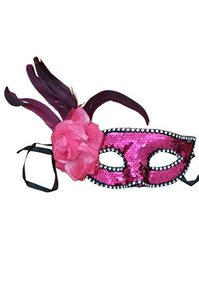 Nana & Mayka Moda Fuchsia Sequin Lace-Up Party Mask – Handmade, Carnival & Masquerade Accessory