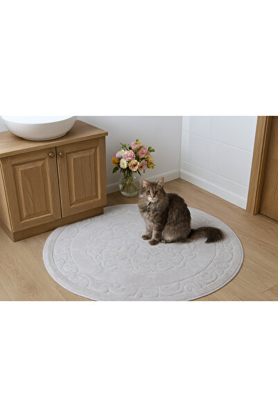 SN COTTONIA HOME Yıkanabilir Yumuşak Banyo Paspas 120 x 120 Yuvarlak