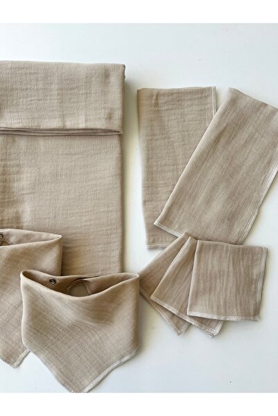 COOLMINIES Double Layer Muslin Set, Baby Blanket 80*90cm 2Pcs Shoulder Diapers, 2Pcs Baby Bibs, 3Pcs Mouth Wipes