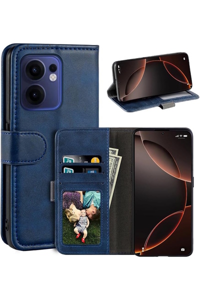 m.tk moveteck Oppo Reno 14F Case 360 Full Coverage Leather Textured Flip Wallet Stand with Card Holder Detachable Cover